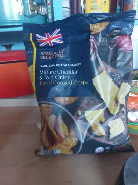 Specially Selected Mature Cheddar & Red Onion Hand Cooked Crisps