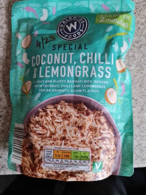 Worldwide Foods Special Coconut, Chili & Lemongrass Basmati Rice
