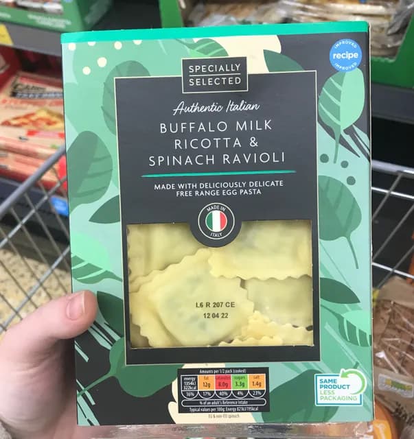 Specially Selected Authentic Italian Buffalo Milk Ricotta & Spinach Ravioli
