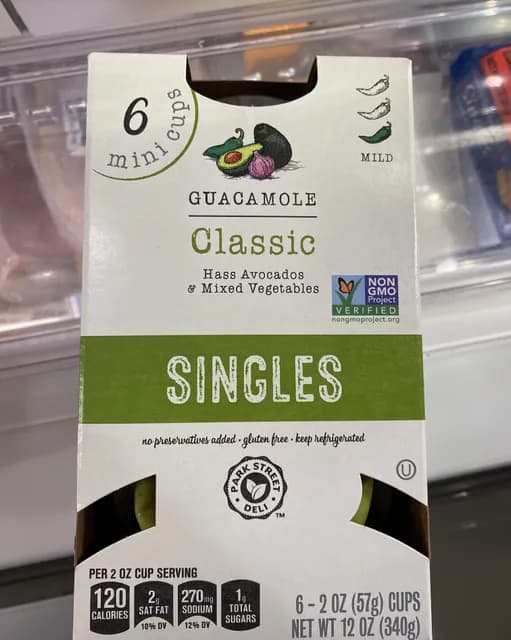 Park Street Deli Guacamole Mild Classic Hass Avocados & Mixed Vegetables Singles