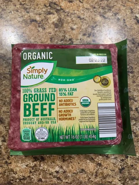 Simply Nature Organic Non-Gmo 100% Grass Fed Ground Beef