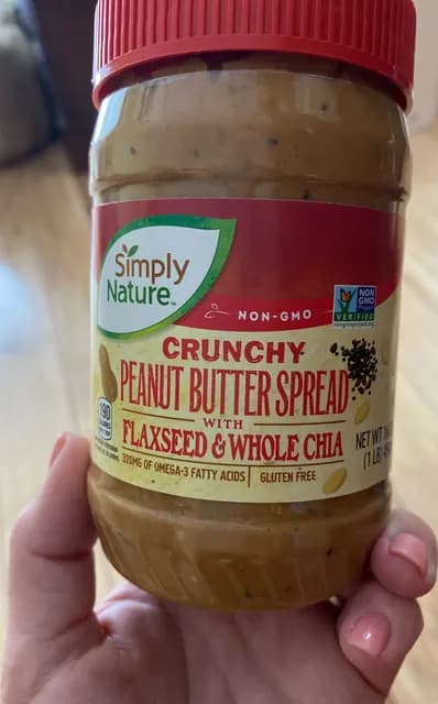 Simply Nature Crunchy Peanut Butter Spread With Flaxseed & Whole Chia