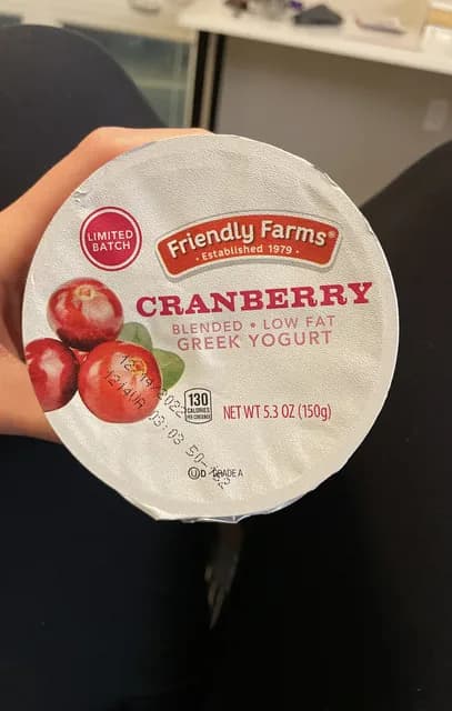Friendly Farms Cranberry Blended Low Fat Greek Yogurt