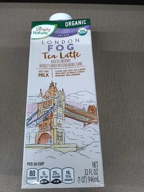 Simply Nature Organic Non-Gmo London Fog Tea Latte Black Tea Concentrate