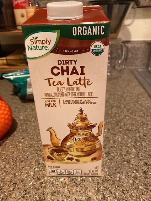 Simply Nature Organic Non-Gmo Dirty Chai Tea Latte Concentrate