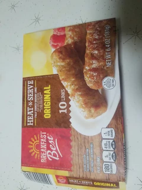 Breakfast Best Original Heat-N-Serve Cooked Sausage Links