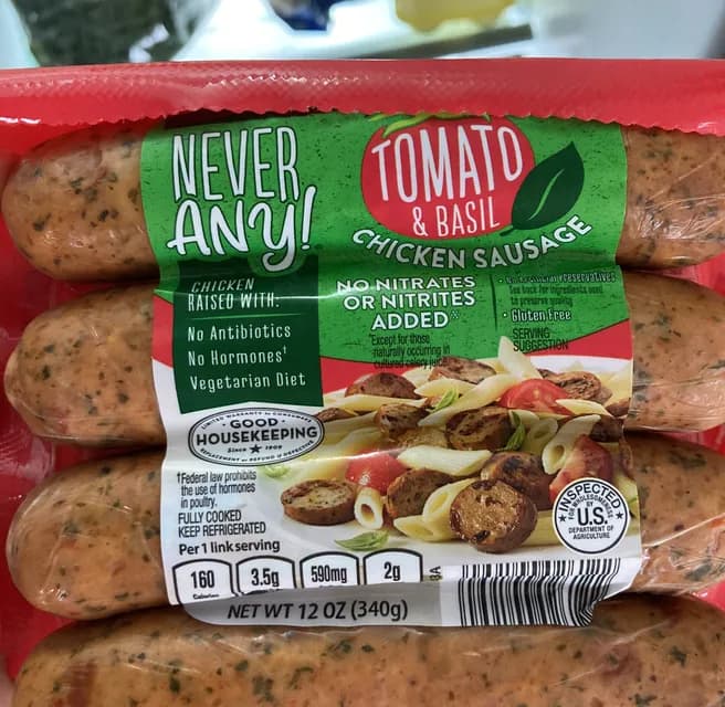 Never Any! Tomato & Basil Chicken Sausage