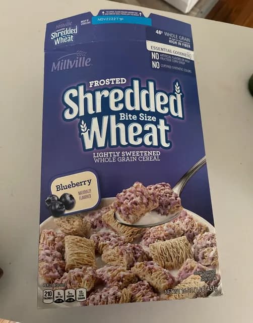 Millville Frosted Shredded Wheat Bite Size Lightly Sweetened Whole Grain Cereal