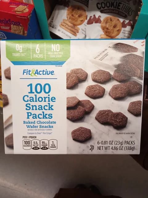 Fit&active 100 Calorie Snack Packs Baked Chocolate Wafer Snacks