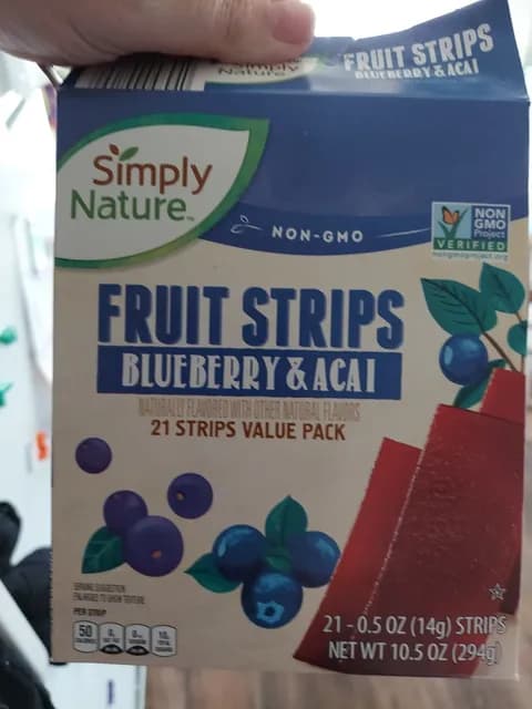 Simply Nature Non-Gmo Fruit Strips Blueberry & Acai