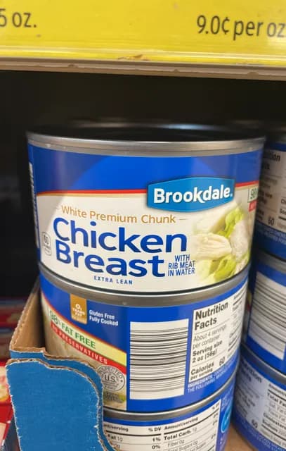 Is it Poultry Free? Brookdale Chicken Breast Extra Lean White Premium Chunk With Rib Meat In Water