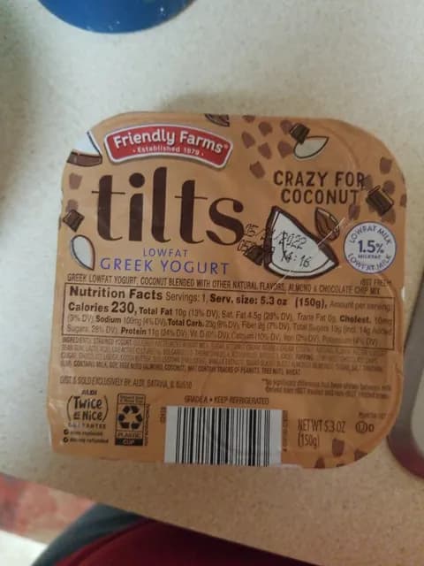 Friendly Farms Tilts Crazy For Coconut Lowfat Greek Yogurt
