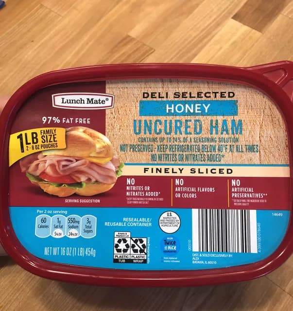 Lunch Mate Deli Selected Honey Uncured Ham, Finely Sliced