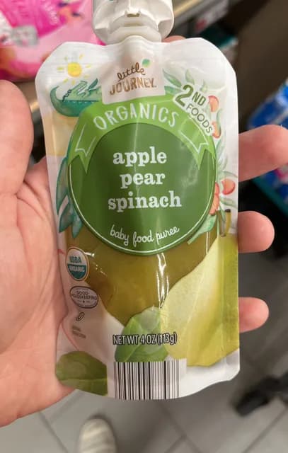 Little Journey Organics Apple Pear Spinach Baby Food Puree