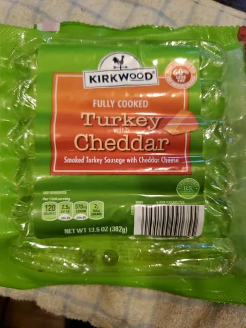 Kirkwood Fully Cooked Smoked Turkey Sausage With Cheddar Cheese