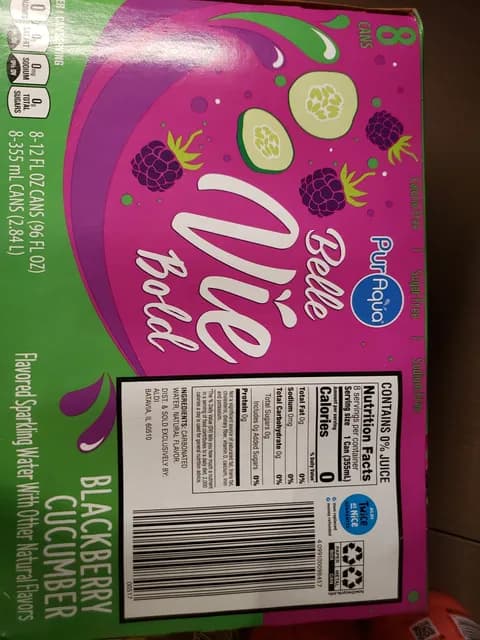 Puraqua Belle Vie Bold Blackberry Cucumber Sparkling Water