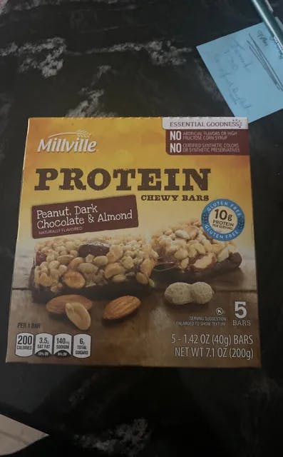 Is it Tree Nut Free? Millville Peanut, Dark Chocolate & Almond Protein Chewy Bars