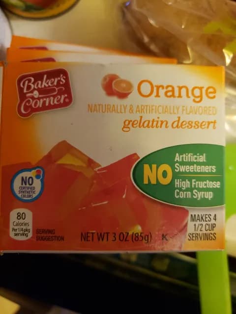 Is it Soy Free? Baker's Corner Orange Gelatin Dessert