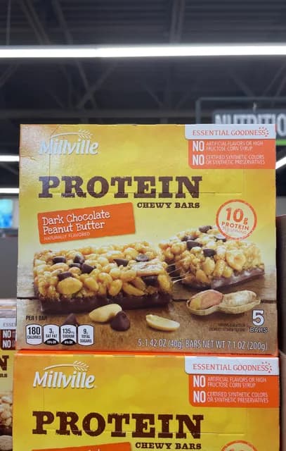 Millville Dark Chocolate Peanut Butter Protein Chewy Bars
