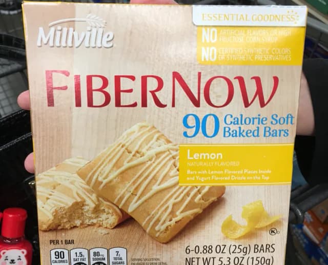 Is it GERD Friendly? Millville Fibernow 90 Calorie Soft Baked Bars Lemon