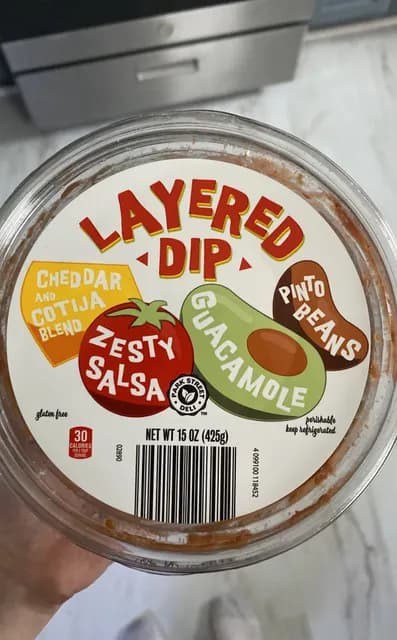 Park Street Deli Layered Dip Cheddar And Cotija Blend Zesty Salsa Guacamole Pinto Beans