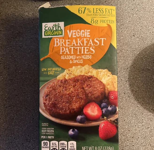 Earth Grown Veggie Breakfast Patties Seasoned With Herbs & Spices