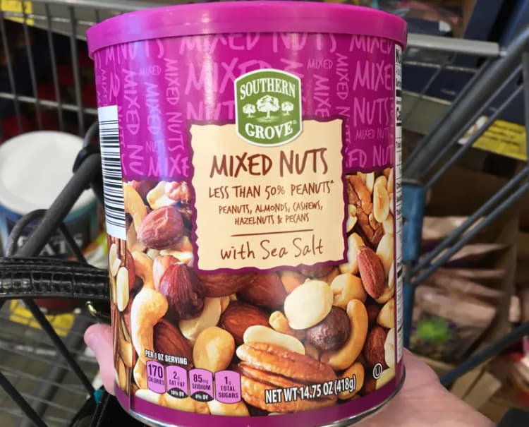 Southern Grove Mixed Nuts Less Than 50% Peanuts* Peanuts, Almonds, Cashews, Hazelnuts & Pecans With Sea Salt