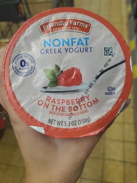 Friendly Farms Nonfat Greek Yogurt Raspberry On The Bottom