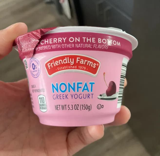 Friendly Farms Nonfat Greek Yogurt Black Cherry On The Bottom