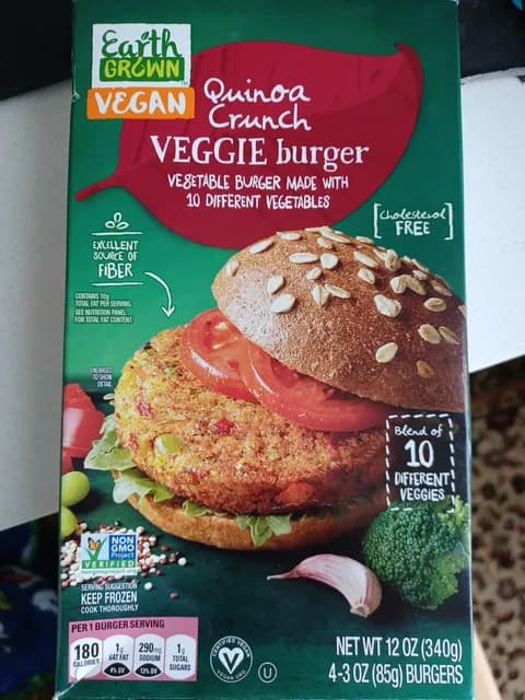 Earth Grown Vegan Quinoa Crunch Veggie Burger