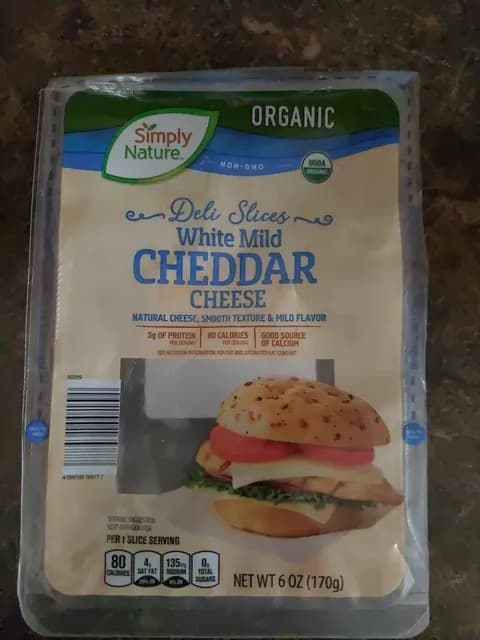 Simply Nature Organic Deli Slices White Mild Cheddar Cheese