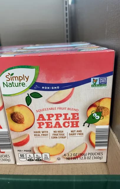 Simply Nature Apple Peach Squeezable Fruit Blend
