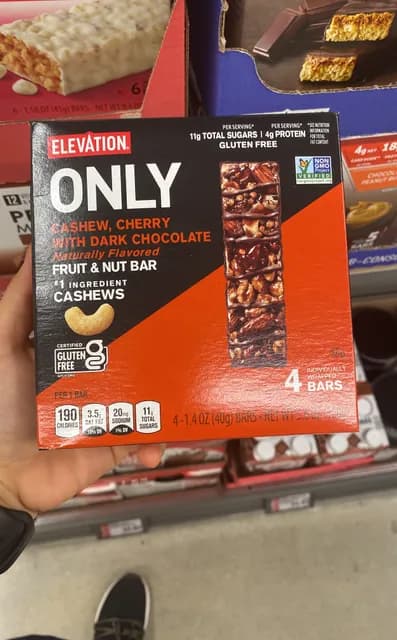 Elevation Only Cashew, Cherry With Dark Chocolate Fruit & Nut Bar