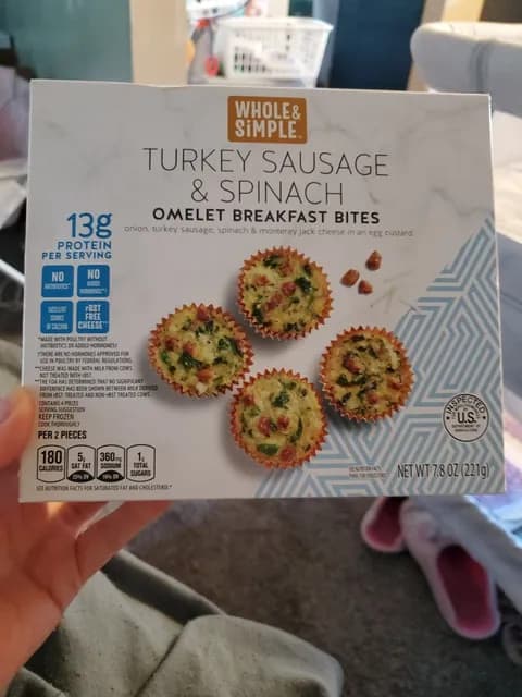 Whole & Simple Turkey Sausage & Spinach Omelet Breakfast Bites