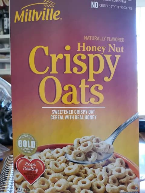 Is it Soy Free? Millville Honey Nut Crispy Oats Sweetened Crispy Oat Cereal With Real Honey