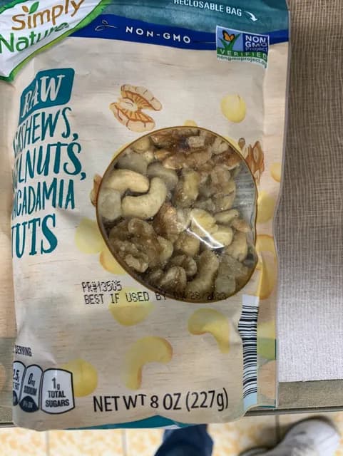 Simply Nature Non-Gmo Raw Cashews, Walnuts, & Macadamia Nuts