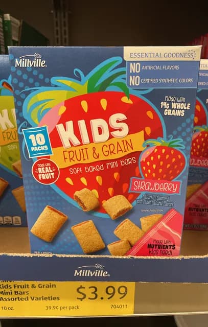 Is it Yeast Free? Millville Kids Fruit & Grain Strawberry Soft Baked Mini Bars