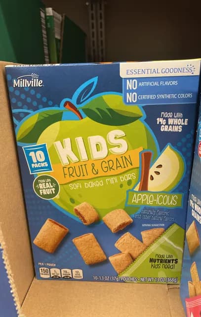 Is it Milk Free? Millville Kids Fruit & Grain Apple-icous Soft Baked Mini Bars