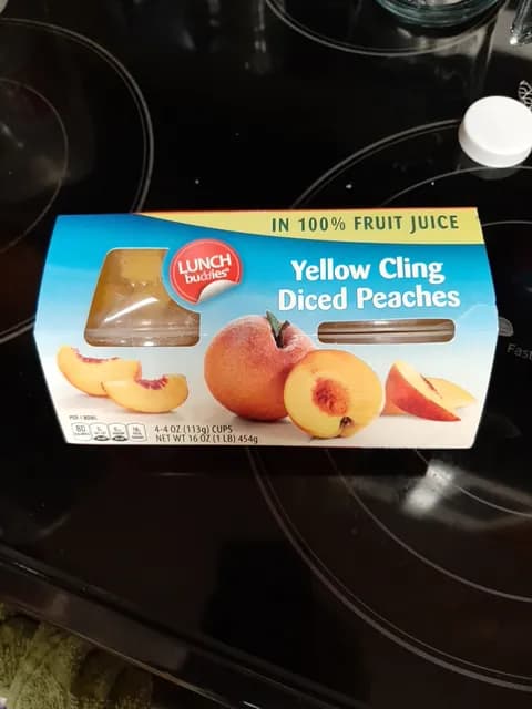 Lunch Buddies Yellow Cling Diced Peaches In 100% Fruit Juice
