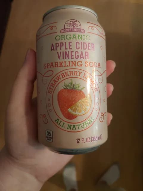 Is it Vegetarian? Nature's Nectar Organic Apple Cider Vinegar Strawberry Lemon Sparkling Soda