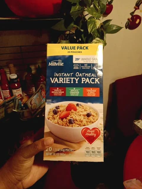 Millville Instant Oatmeal Variety Pack: 8 Maple & Brown Sugar, 8 Apples & Cinnamon, 4 Cinnamon & Spice Pouches