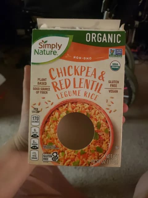 Simply Nature Organic Chickpea & Red Lentil Legume Rice