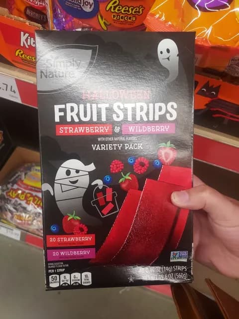 Simple Nature Halloween Fruit Strips Variety Pack: 20 Strawberry Flavors, 20 Wildberry Flavors