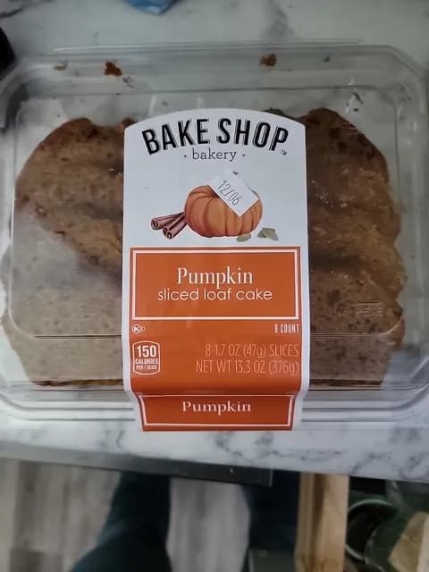 Bake Shop Bakery Pumpkin Sliced Loaf Cake