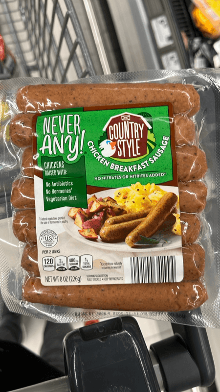 Never Any! Country Style Chicken Breakfast Sausage