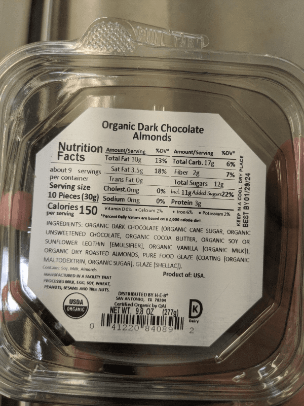 Organic Dark Chocolate Almonds