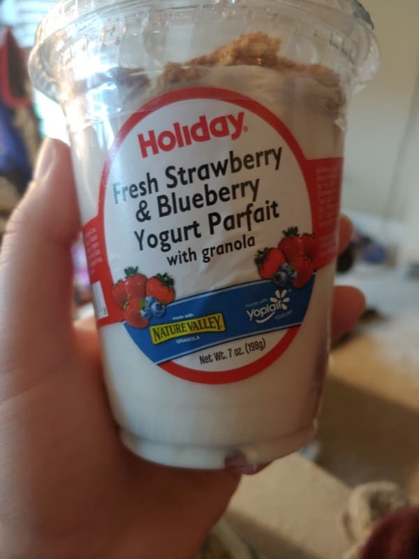 Holiday Fresh Strawberry & Blueberry Yogurt Parfait With Granola