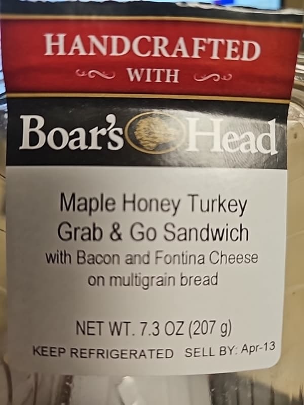 Boar'S Head Maple Honey Turkey Grab & Go Sandwich