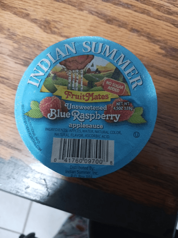 Indian Summer Fruitmates Unsweetened Blue Raspberry Applesauce