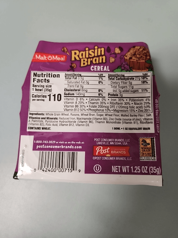 Malt-O-Meal Raisin Bran Cereal